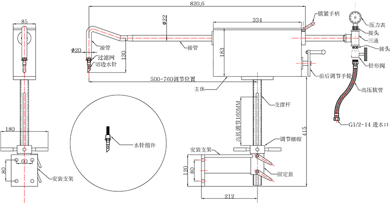 切边水针装置-Model